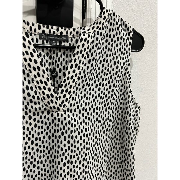 Adrianna Papell NWT Black White Polka Dot Sleeveless Blouse Size Medium - Picture 4 of 10